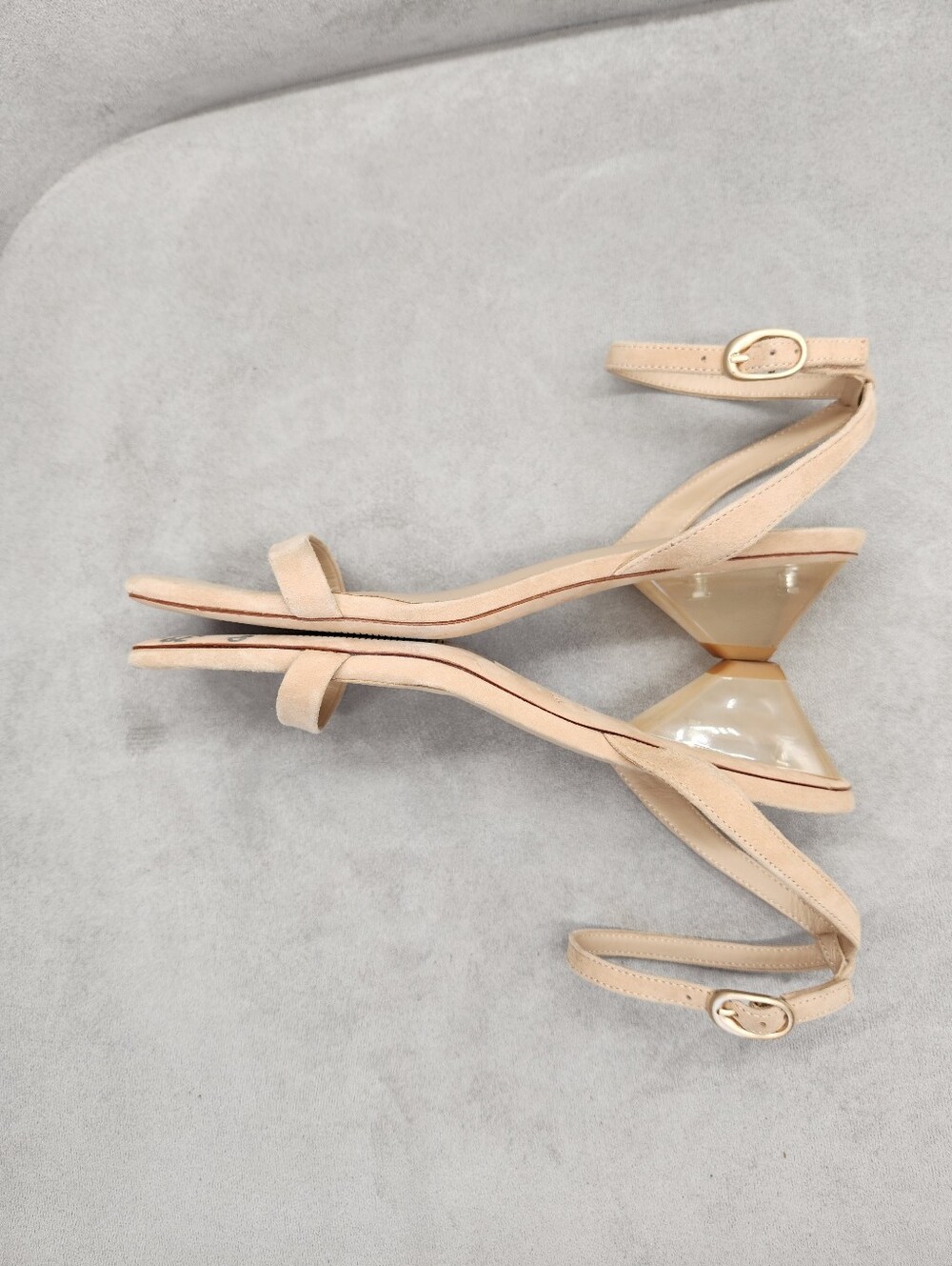 Antonio Melani Dress Sandals 8 Nude Cream Suede Fina Strappy Sculpted New $110